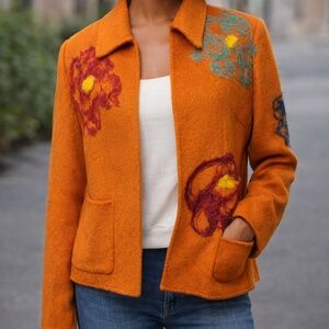 Up Cycled late 90s - early Y2K gold Angora Wool jacket - One of a Kind - sz 10